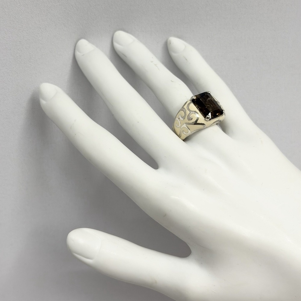 Michelle Albala Sterling Enamel & Smoky Topaz Ring Weighs 11 Grams Size 6 - Picture 4 of 14